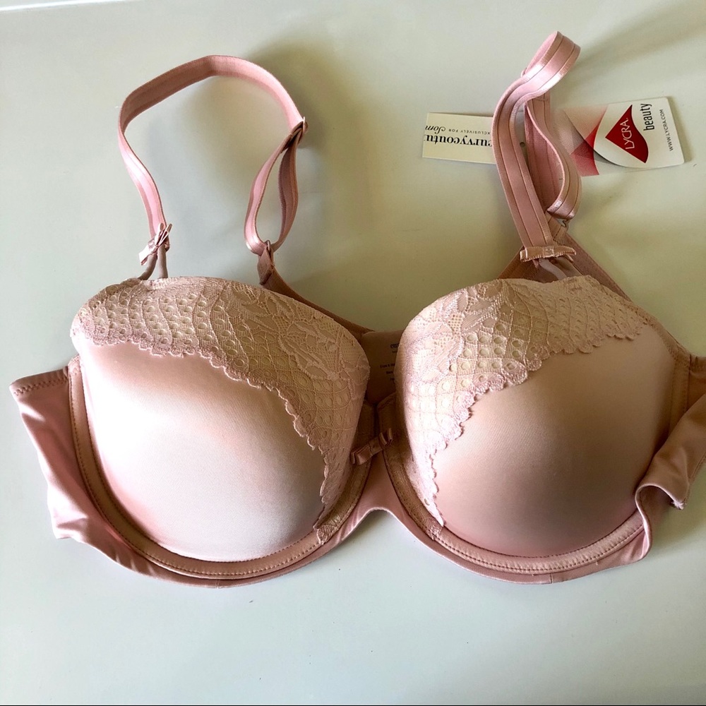 Curvy Couture Soma Pink Tulip Lace Push-Up Bra